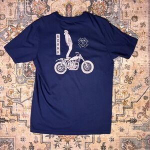 Roark Revival Mens Large Navy Blue Open Roads Motorcycle Graphic T-Shirt Gorp